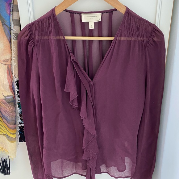 Anthropologie Purple Silk Blouse Top - Picture 5 of 8